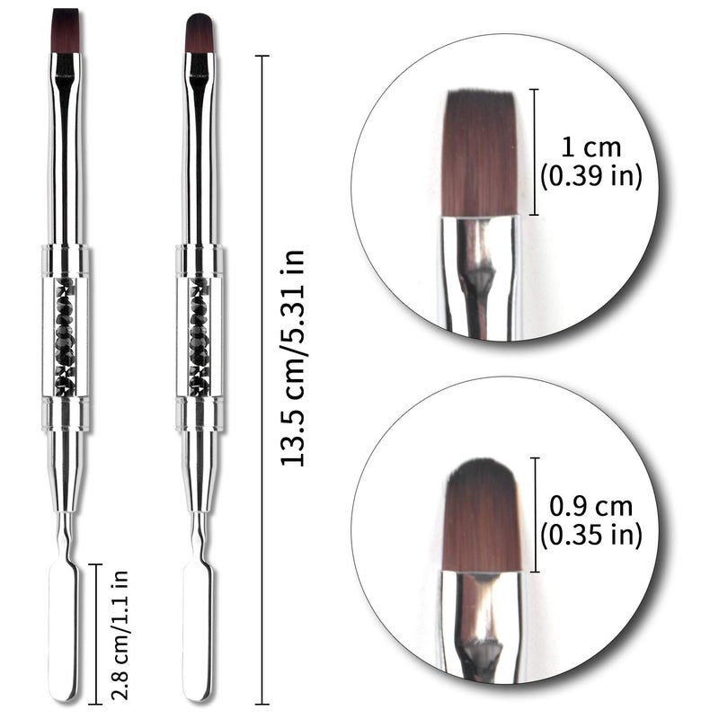 Ycyan 2Pcs Polygel Nail Brush & Picker, Dual-ended Oval & Flat Gel Nail Brushes Polygel Slice Tool for PolyGel UV Builder Gel Nails Extension - Image 5